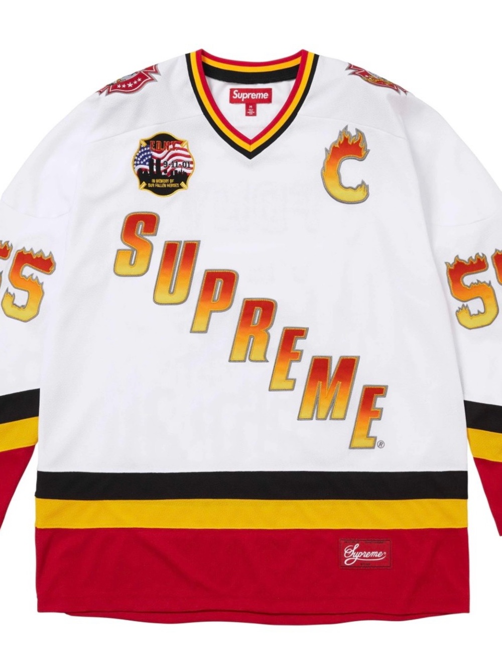 Supreme FDNY Hockey Jersey in White - Size Large